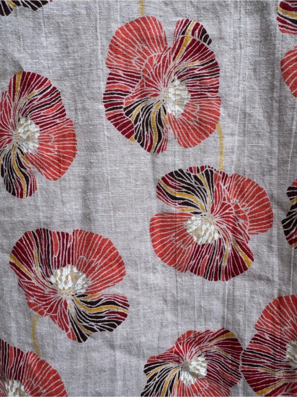 Habitat Sleeveless Linen-Blend Midi Shift Dress Oatmeal Pink Floral Small - Picture 4 of 5